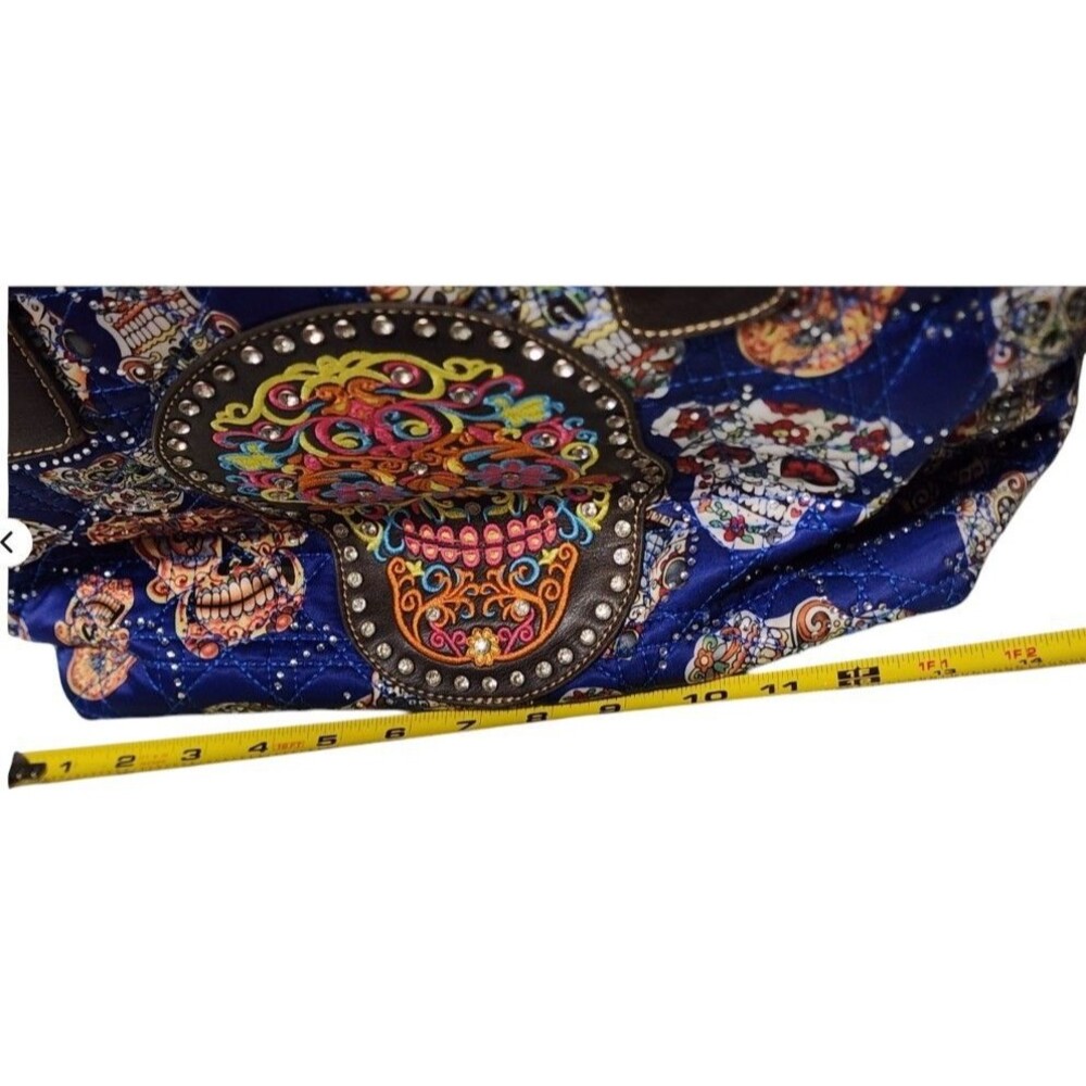 Montana West Sugar Skull Quilted Embellished Tote - Picture 12 of 14